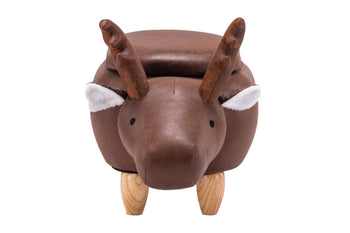 Reindeer Brown Faux Leather Upholstered Animal Storage Ottoman
